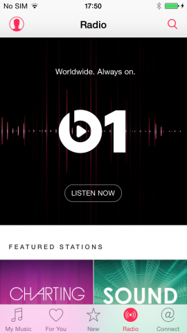 Beats One ist fester Bestandteil von Apple Music. Das Radioprogramm wird von Moderatoren aus New York, Los Angeles und London zusammengestellt und läuft rund um die Uhr. (Screenshot: Golem.de)