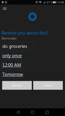 Auch Erinnerungen lassen sich problemlos setzen. Diese werden anschlie&szlig;end mit anderen Windows-Ger&auml;ten synchronisiert. (Screenshot: Golem.de)
