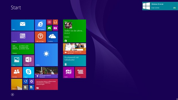 Das Upgrade auf Windows 10 meldet sich bereits (Screenshot: Golem.de)