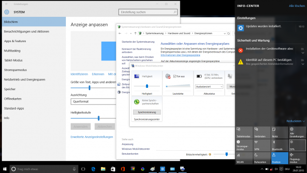 Weiterhin gibt es vier Orte, an denen die Helligkeit des Bildschirms eingestellt werden kann. (Screenshot: Golem.de)
