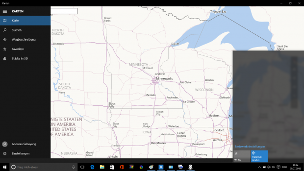 Die neue Karten-App hat einen praktischen Offlinemodus. Selbst grobe Details anderer Kontinente sind offline verf&uuml;gbar. (Screenshot: Golem.de)