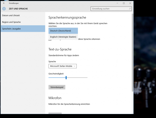 Man muss aber beachten, dass die System-Spracherkennung...(Screenshot: Golem.de)
