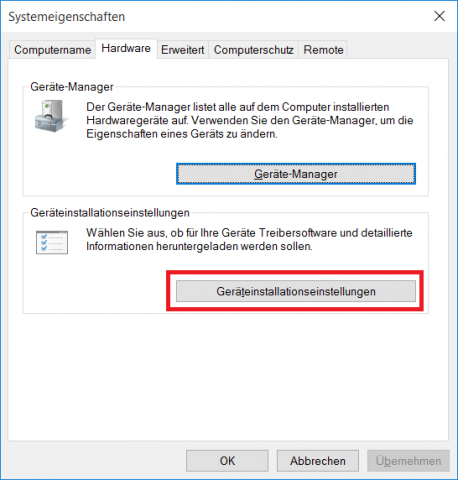 Anleitung, um die automatischen Treiberupdates unter Windows 10 zu deaktivieren (Screenshot: Golem.de)