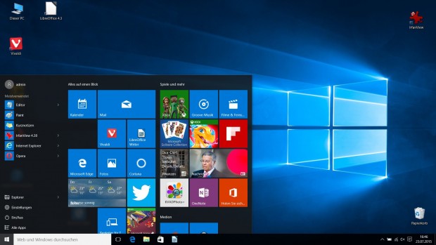 Bei Bedarf kann das Startmen&uuml; verbreitert ... (Screenshot: Golem.de)