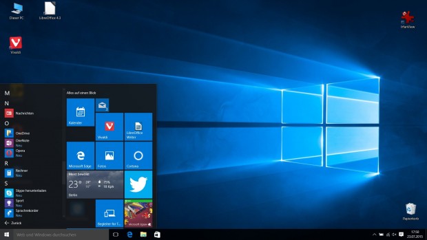 Alphabetische Unterteilung der Liste aller Programme im Startmen&uuml; von Windows 10 (Screenshot: Golem.de)