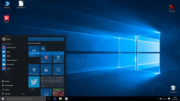 Startmen&uuml;-Rubriken k&ouml;nnen bequem verschoben und der Kachelbereich so angepasst werden. (Screenshot: Golem.de)