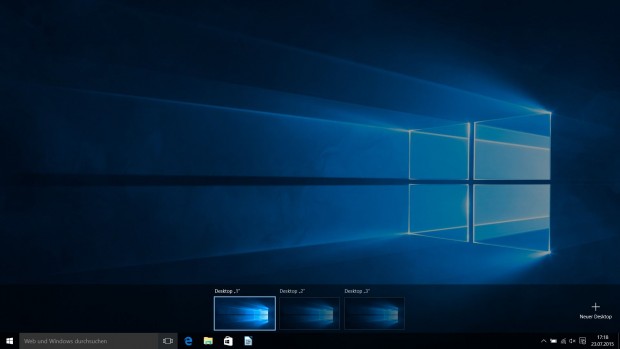 Die &Uuml;bersicht drei virtueller Desktops ohne laufende Programme (Screenshot: Golem.de)