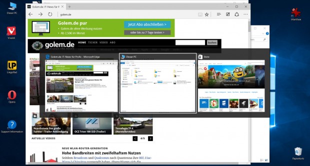 So sieht der Taskwechsel mit Alt-Tab-Tastenkombination unter Windows 10 aus. (Screenshot: Golem.de)