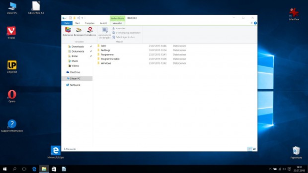 Das Ribbon-Men&uuml; &auml;ndert sich abh&auml;ngig vom Inhalt des Datei-Explorers. (Screenshot: Golem.de)