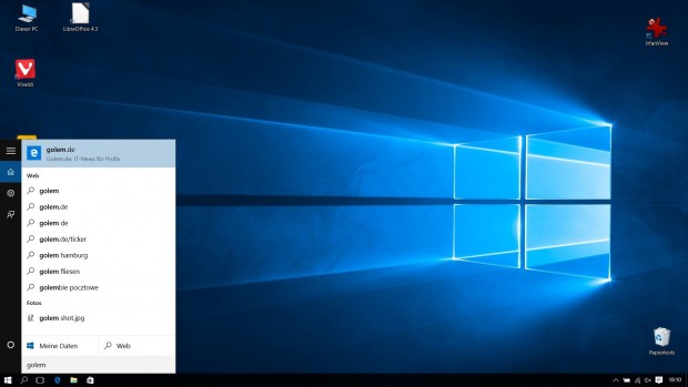 Ohne eingeblendetes Suchfeld k&ouml;nnen Sucheingaben ebenfalls direkt vorgenommen werden. (Screenshot: Golem.de)