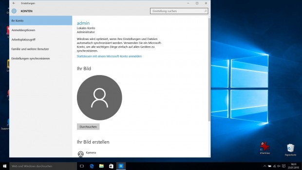 Kontoeinstellungen in Windows 10 (Screenshot: Golem.de)