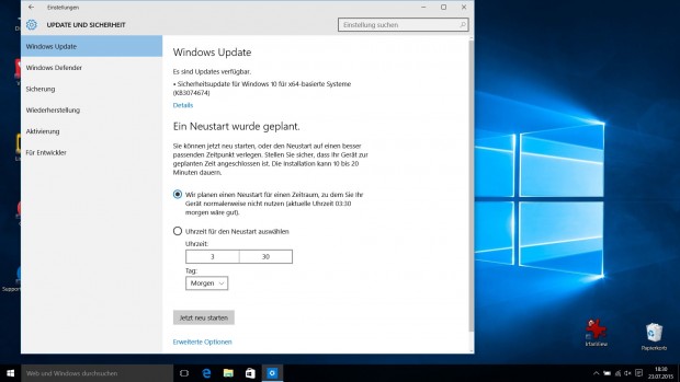 Updates in den Windows-10-Einstellungen (Screenshot: Golem.de)