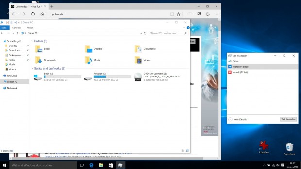 Miniansicht des neuen Taskmanagers (Screenshot: Golem.de)