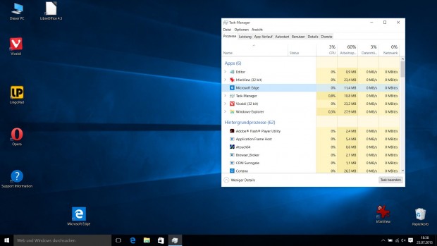 Maximaldarstellung des neuen Taskmanagers (Screenshot: Golem.de)