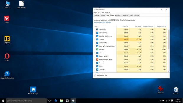 App-&Uuml;bersicht im neuen Taskmanager (Screenshot: Golem.de)