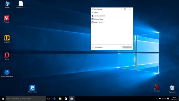 Neuer Taskmanager mit Miniansicht (Screenshot: Golem.de)