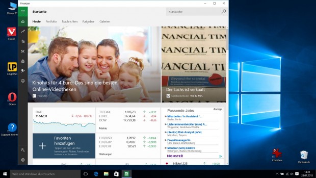 Finanzen-App in Windows 10 (Screenshot: Golem.de)