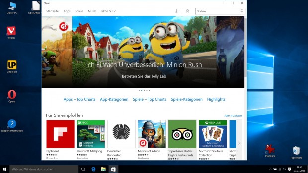 Windows Store ist in Windows 10 enthalten, ModernUI-Apps laufen im Fenster. (Screenshot: Golem.de)