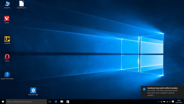Bisherige Einblendungen in Windows 10 (Screenshot: Golem.de)