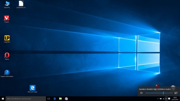 Lautst&auml;rkeregelung &uuml;ber das Tray-Icon in Windows 10 (Screenshot: Golem.de)