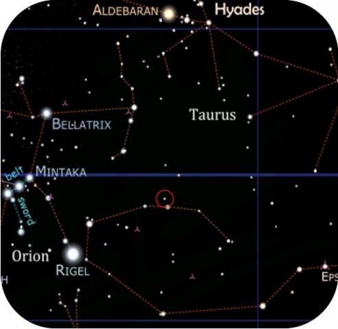 Das System 51 Eri befindet sich im Sternbild Eridanus und ist etwa 100 Lichtjahre von uns entfernt (Bild: Astrostudio.com & Sarah Blunt, Seti Institute)