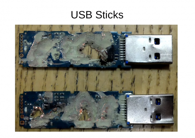 USB-Sticks mussten erst mit einer Flex bearbeitet und ... (Foto: Privacy International)