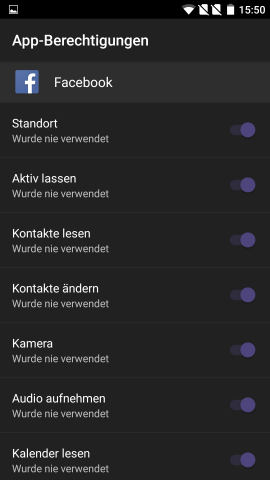Eine Rechteverwaltung erlaubt es dem Nutzer, Apps einzelne Berechtigungen zu entziehen. (Screenshot: Golem.de)