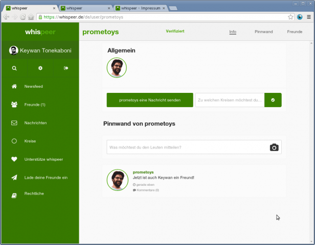 Auf der Pinnwand sind nur die Posts lesbar, die nach Bestätigung der Freundschaft veröffentlicht wurden. (Screenshot: Golem.de)