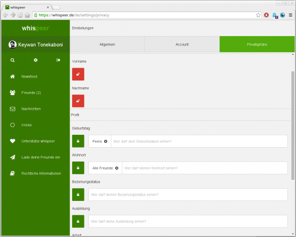Privatsphäreeinstellungen (Screenshot: Golem.de)