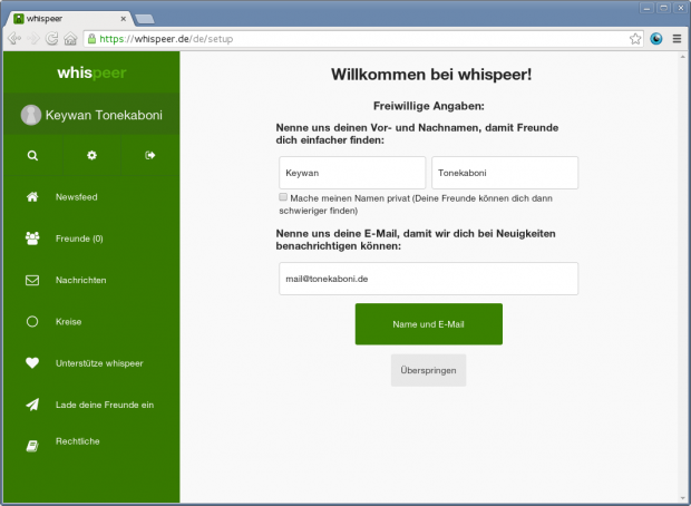 Für die Registrierung wird nur ein Benutzername und ein Passwort benötigt. Wer möchte, kann nach der Anmeldung aber auch weitere Angaben machen. (Screenshot: Golem.de)