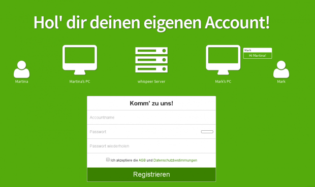 Die Anmeldung bei Whispeer (Screenshot: Golem.de)