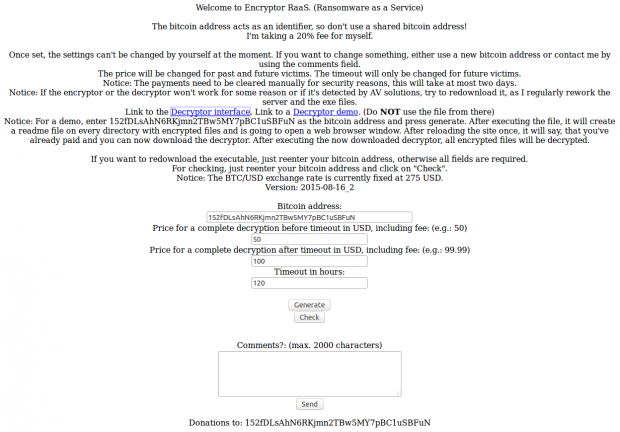 Die Webseite des Erpressungsdienstes Encryptor RaaS. (Screenshot: Golem.de)