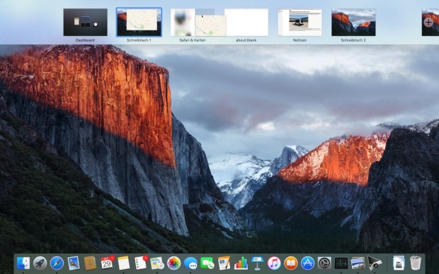 Splitscreen einrichten mit Spaces unter OS X 10.11 El Capitan (Bild: Golem.de)