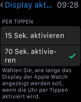 Wer will, kann das Display l&auml;nger aktiv lassen. (Screenshot: Golem.de)