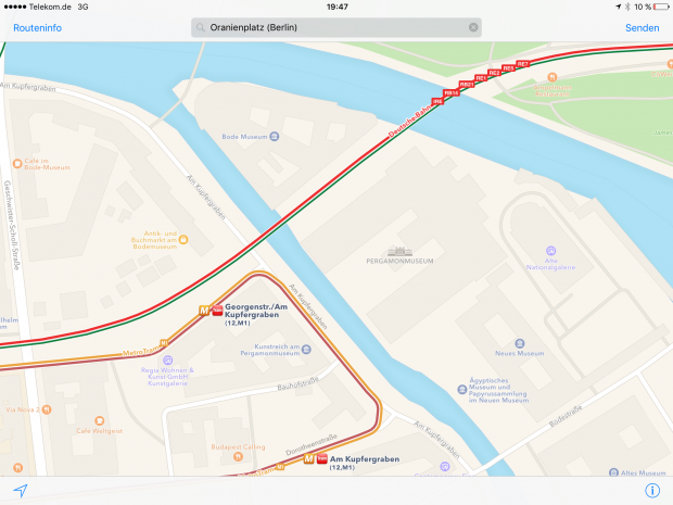 Auch Stra&szlig;enbahnen sind eingezeichnet. (Screenshot: Golem.de)