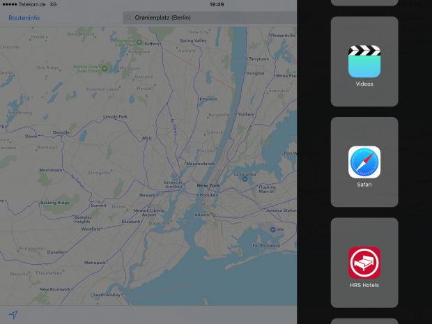 Die App-Auswahl f&uuml;r Slide Over beinhaltet... (Screenshot: Golem.de)