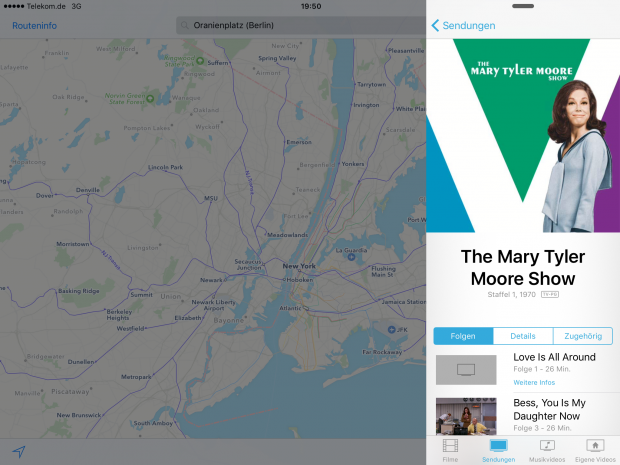 Aus dem Slide Over der Video-App... (Screenshot: Golem.de)