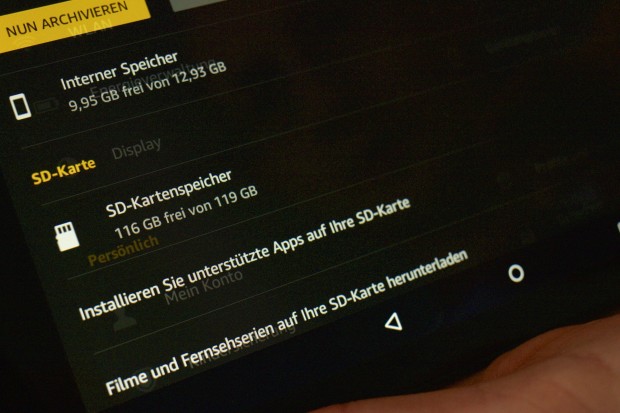 Die Speichereinstellungen des Fire HD 8  (Bild: Michael Wieczorek/Golem.de)
