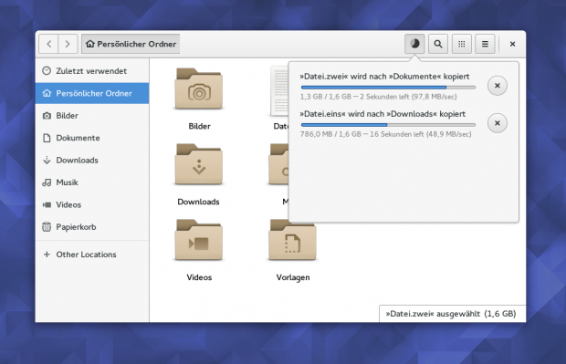 Dateioperationen sind besser erreichbar. (Bild: Gnome - CC-BY 3.0)