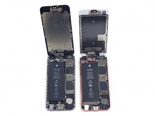 Links das iPhone 6, rechts das iPhone 6S (Bild: iFixit)