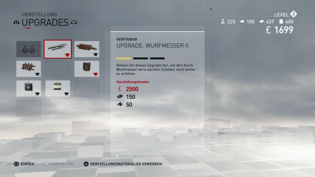 Ausr&uuml;stung l&auml;sst sich im Spielverlauf verbessern. (Screenshot: Golem.de)