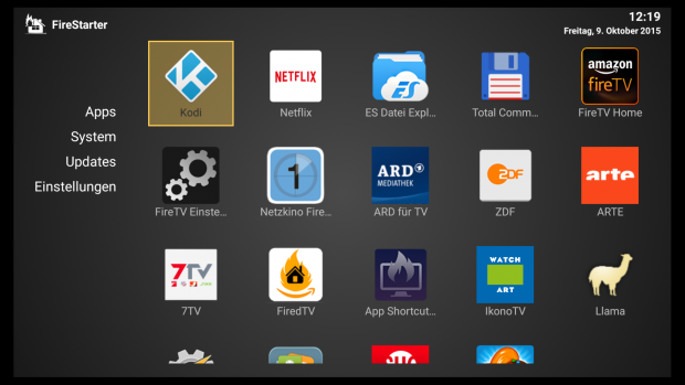 Fire Starter 3.0 - Hauptbildschirm (Screenshot: Golem.de)