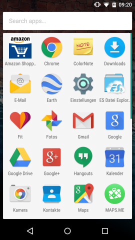 App-&Uuml;bersicht mit abgeschalteten App-Platzhaltern (Screenshot: Golem.de)