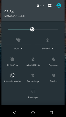 Schnelleinstellungsmen&uuml; von Android 6.0 (Screenshot: Golem.de)
