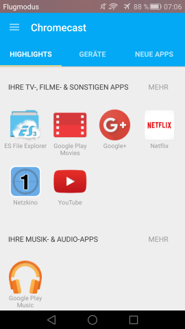Neue Chromecast-App (Screenshot: Golem.de)