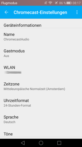 Einstellungen f&uuml;r Chromecast Audio (Screenshot: Golem.de)