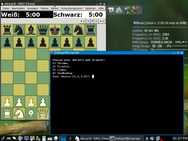 4MLinux mit ge&ouml;ffneten Fenstern (Screenshot: Erik B&auml;rwaldt)