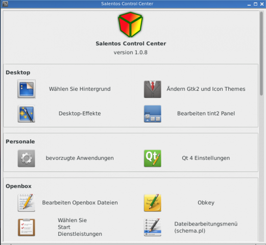 Das Kontrollzentrum des Ubuntu-Derivats SalentOS (Screenshot: Erik B&auml;rwaldt)
