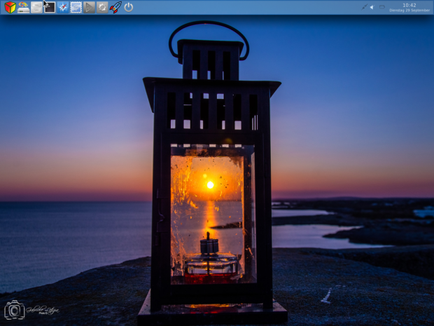 SalentOS-Startbildschirm (Screenshot: Erik B&auml;rwaldt)