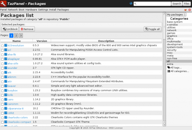 Slitaz-Linux ist mit 35 MByte ein winziges Betriebssystemmit eigenem Paketverwaltungssystem und einem dazugeh&ouml;rigen grafischen Paketverwaltungstool. (Screenshot: Erik B&auml;rwaldt)